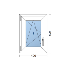 Plastové okno 400 × 600 mm (40 × 60 cm) otevíravě-sklopné levé bílé pro vedlejší prostory Aplast 60