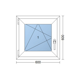 Plastové okno 600 × 600 mm (60 × 60 cm) otevíravě-sklopné levé antracit/bílá pro vedlejší prostory Aplast 60
