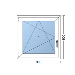 Plastové okno 900 × 900 mm (90 × 90 cm) otevíravě-sklopné levé antracit/bílá pro vedlejší prostory Aplast 60