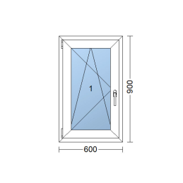 Plastové okno 600 × 900 mm (60 × 90 cm) otevíravě-sklopné levé antracit/bílá pro vedlejší prostory Aplast 60