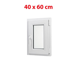 Plastové okno 400 × 600 mm (40 × 60 cm) otevíravě-sklopné pravé bílé pro vedlejší prostory Aplast 60