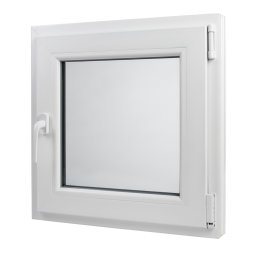 Plastové okno 600 × 600 mm (60 × 60 cm) otevíravě-sklopné pravé bílé pro vedlejší a technické prostory