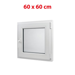 Plastové okno 600 × 600 mm (60 × 60 cm) otevíravě-sklopné pravé bílé pro vedlejší a technické prostory