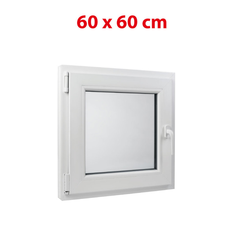 Plastové okno 600 × 600 mm (60 × 60 cm) otevíravě-sklopné levé bílé pro vedlejší prostory Aplast 60