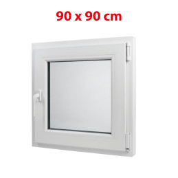 Plastové okno 900 × 900 mm (90 × 90 cm) otevíravě-sklopné pravé bílé pro vedlejší a technické prostory