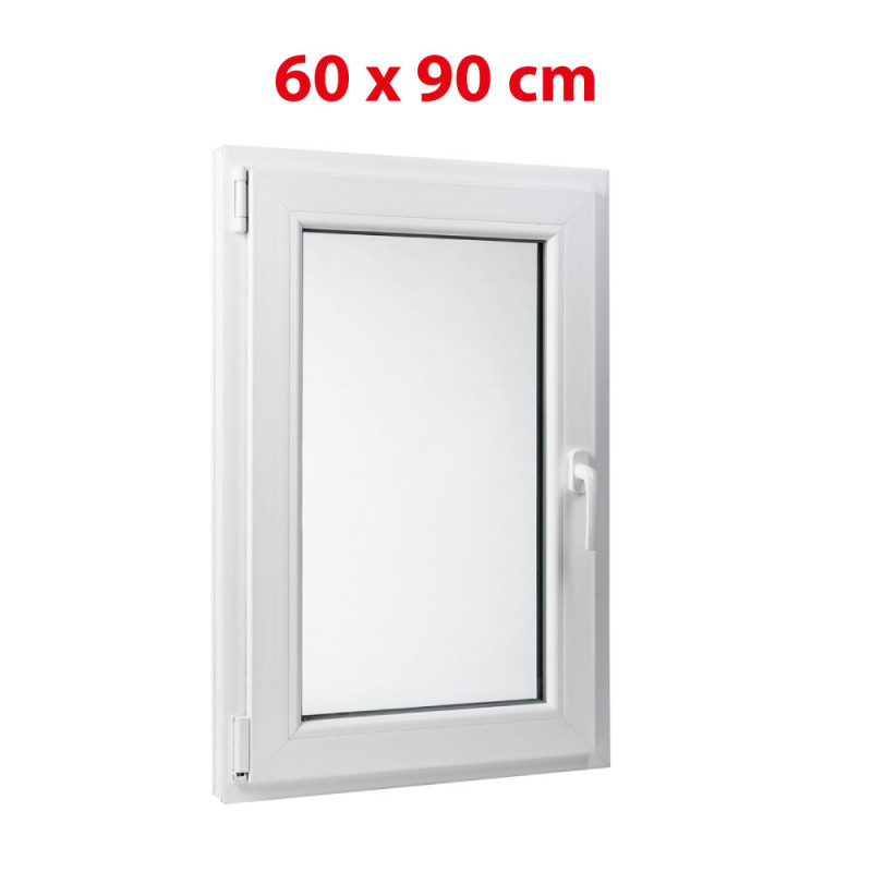 Plastové okno 600 × 900 mm (60 × 90 cm) otevíravě-sklopné levé bílé pro vedlejší a technické prostory
