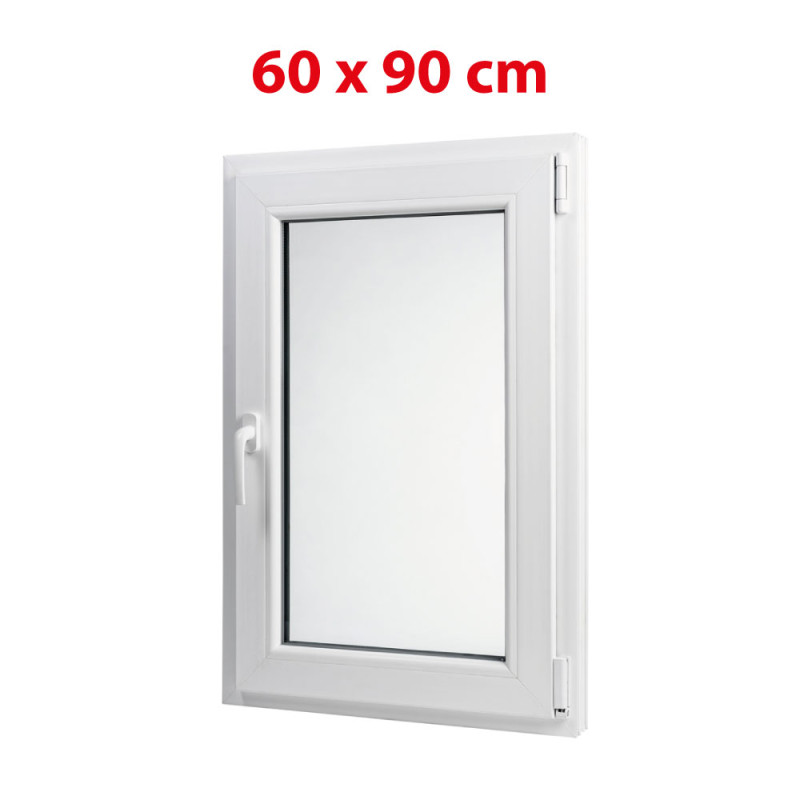 Plastové okno 600 × 900 mm (60 × 90 cm) otevíravě-sklopné pravé bílé pro vedlejší a technické prostory