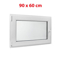Plastové okno 900 × 600 mm (90 × 60 cm) otevíravě-sklopné levé bílé pro vedlejší a technické prostory