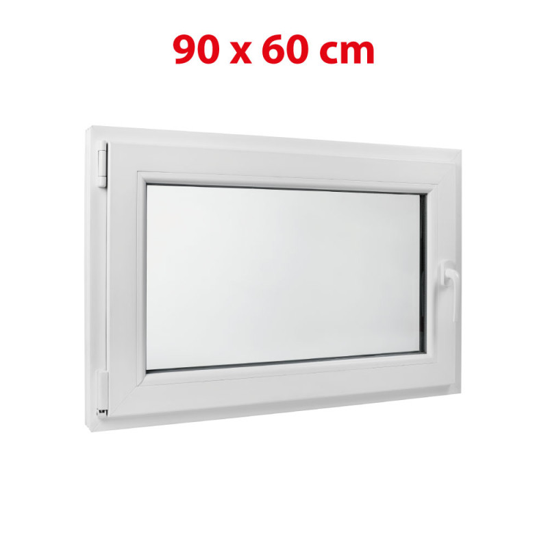 Plastové okno 900 × 600 mm (90 × 60 cm) otevíravě-sklopné levé bílé pro vedlejší a technické prostory