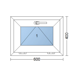 Plastové okno 600 × 400 mm (60 × 40 cm) sklopné zlatý dub/bílá pro vedlejší prostory Aplast 60