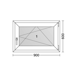 Plastové okno 900 × 600 mm (90 × 60 cm) otevíravě-sklopné pravé zlatý dub/bílá pro vedlejší prostory Aplast 60