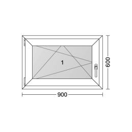 Plastové okno 900 × 600 mm (90 × 60 cm) otevíravě-sklopné levé zlatý dub/bílá pro vedlejší prostory Aplast 60