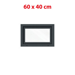 Plastové okno 600 × 400 mm (60 × 40 cm) sklopné antracit/bílá pro vedlejší prostory Aplast 60