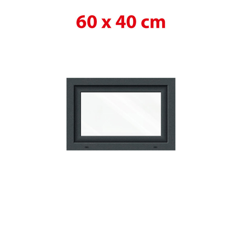 Plastové okno 600 × 400 mm (60 × 40 cm) sklopné antracit/bílá pro vedlejší prostory Aplast 60