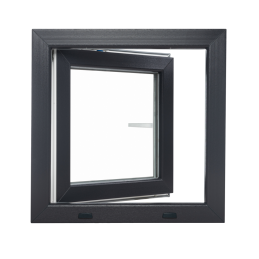 Plastové okno 500 × 500 mm (50 × 50 cm) otevíravě-sklopné pravé antracit/bílá pro vedlejší prostory Aplast 60
