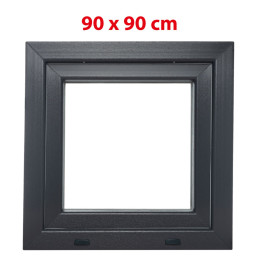 Plastové okno 900 × 900 mm (90 × 90 cm) otevíravě-sklopné levé antracit/bílá pro vedlejší prostory Aplast 60