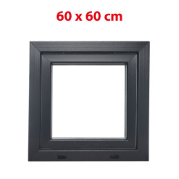 Plastové okno 600 × 600 mm (60 × 60 cm) otevíravě-sklopné levé antracit/bílá pro vedlejší prostory Aplast 60