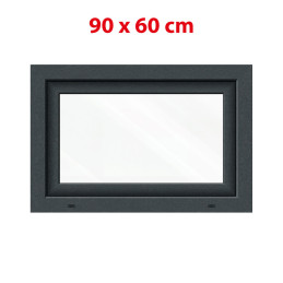 Plastové okno 900 × 600 mm (90 × 60 cm) otevíravě-sklopné pravé antracit/bílá pro vedlejší prostory Aplast 60
