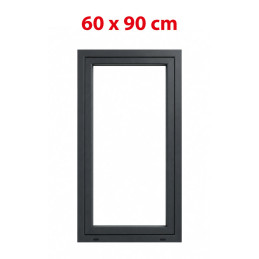 Plastové okno 600 × 900 mm (60 × 90 cm) otevíravě-sklopné pravé antracit/bílá pro vedlejší prostory Aplast 60