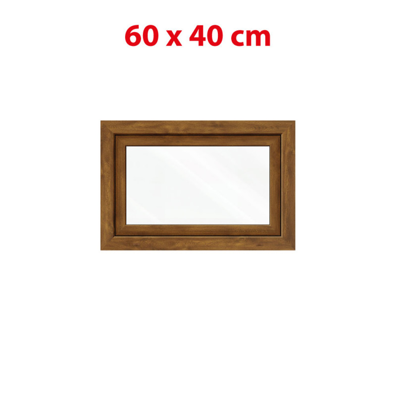 Plastové okno 600 × 400 mm (60 × 40 cm) sklopné zlatý dub/bílá pro vedlejší prostory Aplast 60