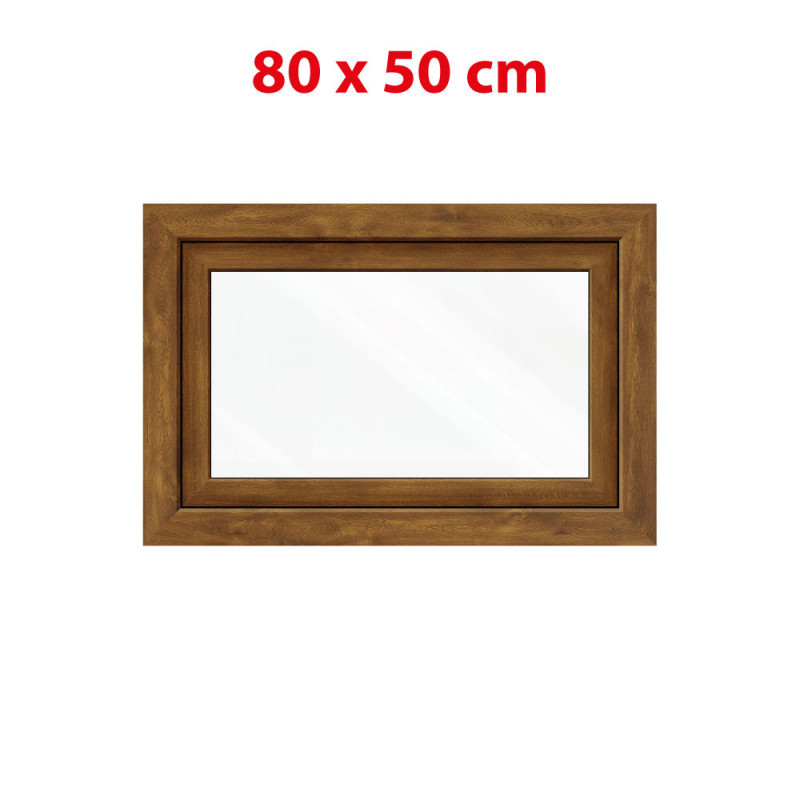 Plastové okno 800 × 500 mm (80 × 50 cm) sklopné zlatý dub/bílá pro vedlejší prostory Aplast 60