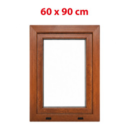 Plastové okno 600 × 900 mm (60 × 90 cm) otevíravě-sklopné levé zlatý dub/bílá pro vedlejší prostory Aplast 60