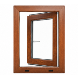 Plastové okno 600 × 900 mm (60 × 90 cm) otevíravě-sklopné levé zlatý dub/bílá pro vedlejší prostory Aplast 60