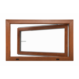 Plastové okno 900 × 600 mm (90 × 60 cm) otevíravě-sklopné levé zlatý dub/bílá pro vedlejší prostory Aplast 60