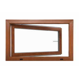 Plastové okno 900 × 600 mm (90 × 60 cm) otevíravě-sklopné pravé zlatý dub/bílá pro vedlejší prostory Aplast 60