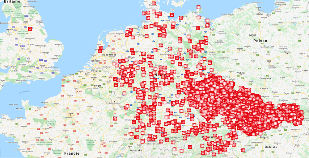 mapa zákazníkou OKNÁ HNEĎ